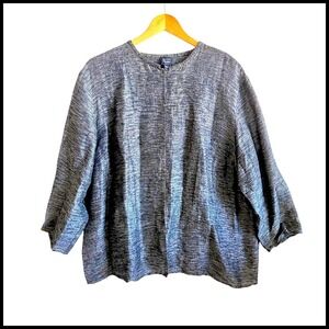 Eileen Fisher Button Down Jacket Cardigan Italian Fabric 3/4 Sleeve‎ Blouse 2X